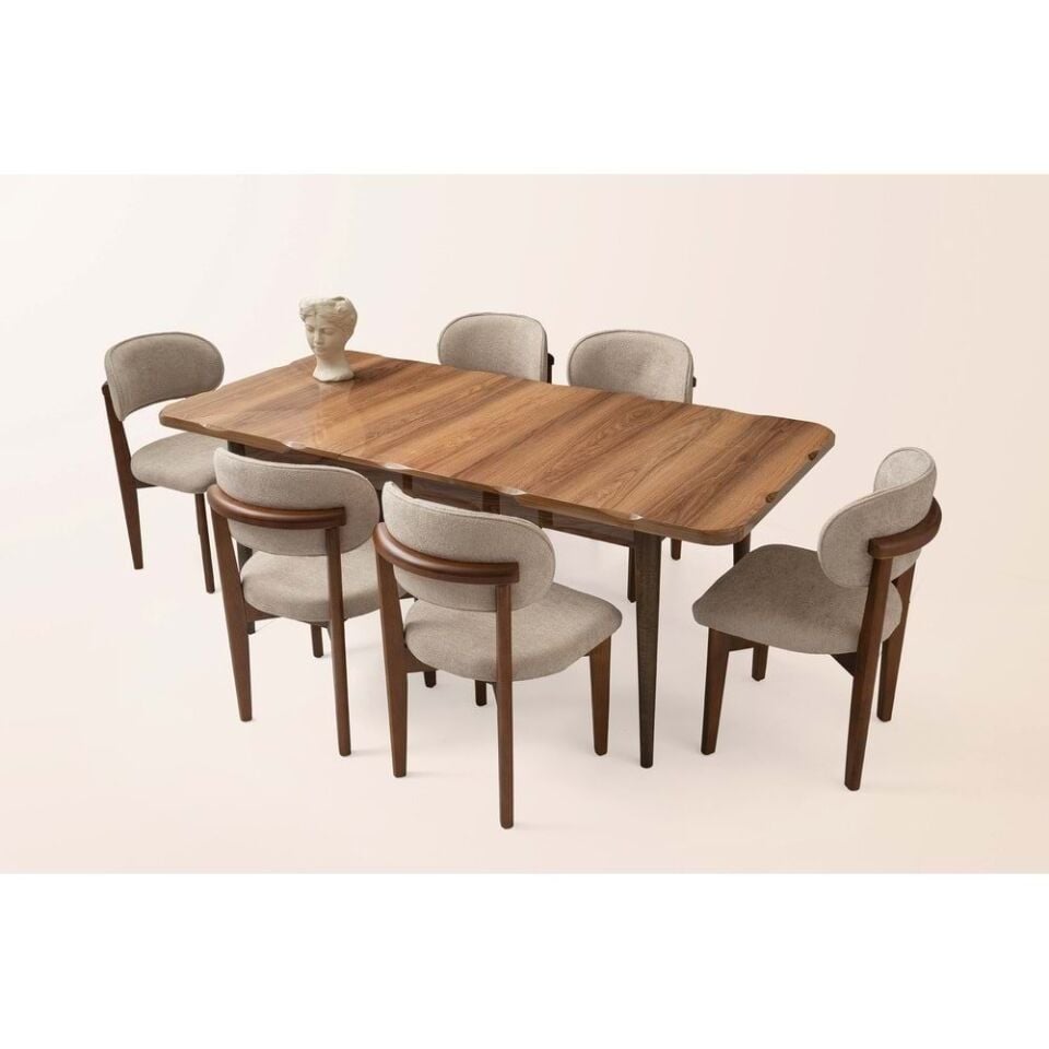 Hazar Mobilgen Nergis Sandalye 160+37 Kelebek Kütük HG Açılabilir Masa Takımı