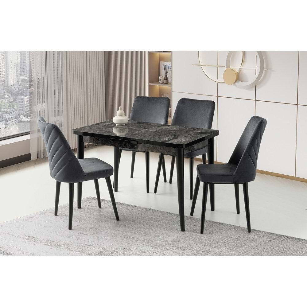 Mobilgen (Sadece Masa) Siyah Mermer 120+30 Silva Açılabilir Masa