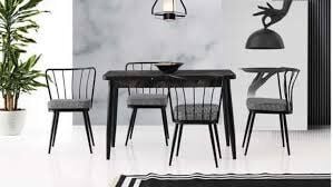 Mobilgen Siyah Mermer 4 Adet Güneş Sandalye 120+30*70 Silva Açılabilir Masa Takımı