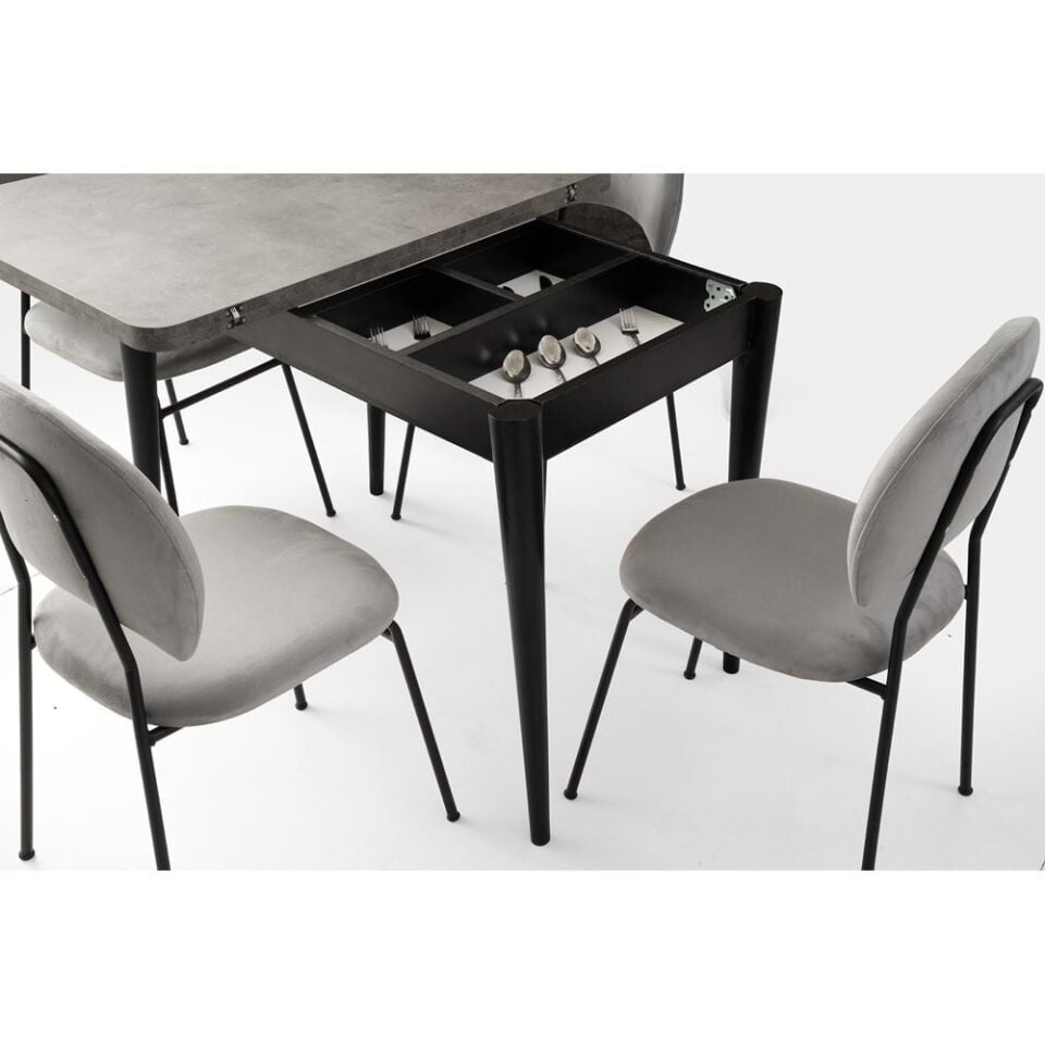 Mobilgen Beyaz 4 Adet Gözde Sandalye 65+65 Gonca Açılabilir Masa Takımı