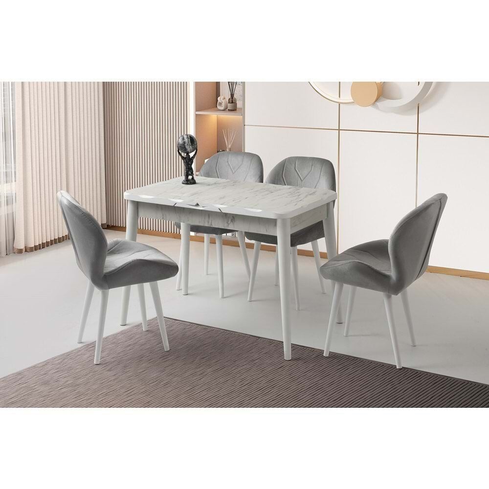 Mobilgen 4 Adet Porto Sandalye 120+30 Kelebek Kütük HG Açılabilir Masa Takımı