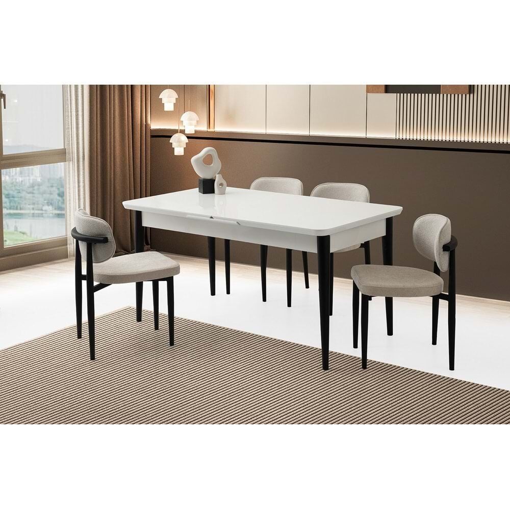 Mobilgen 4 Adet Siesta Sandalye 160+37 Kelebek Tekno kenar HG Açılabilir Masa Takımı