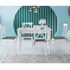 Mobilgen Beyaz 4 Adet Arin Sandalye 110+60 Smart Açılabilir Masa Takımı