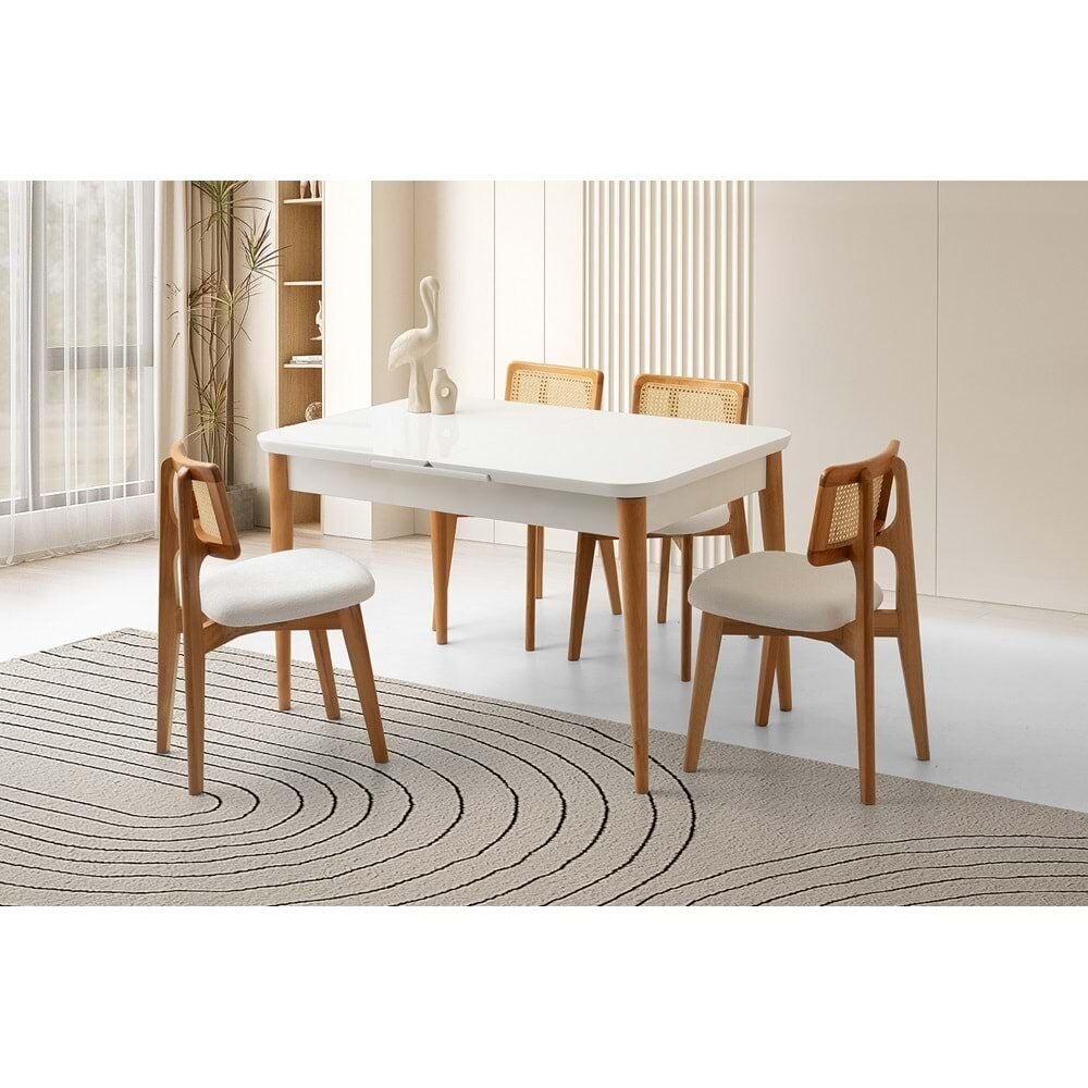 Mobilgen 4 Adet Kuzey Sandalye 130+37 Kelebek Tekno kenar HG Açılabilir Masa Takımı