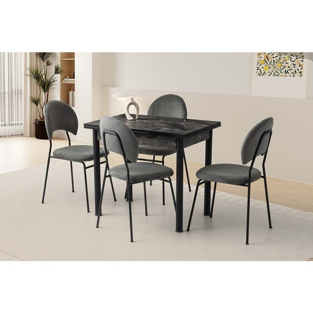 Mobilgen (Sadece Masa) Siyah Mermer 90+60 Smart Açılabilir Masa