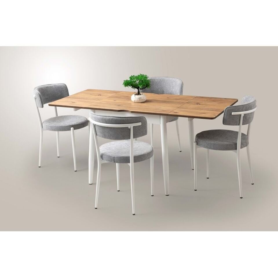 Mobilgen Siyah Mermer 4 Adet Çapraz Sandalye 80+80*75 Kıvılcım Açılabilir Masa Takımı