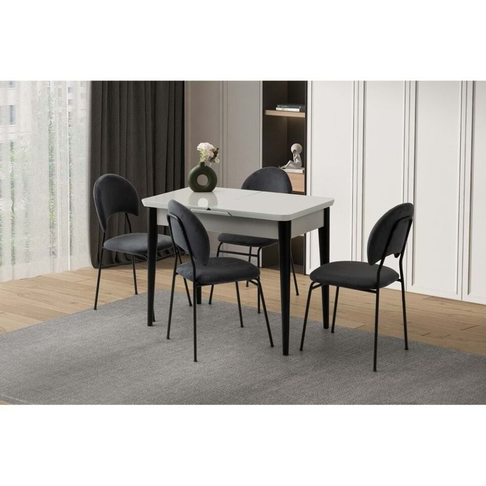 Mobilgen 4 Adet Suna Sandalye 100+25 Kelebek Tekno kenar HG Açılabilir Masa Takımı