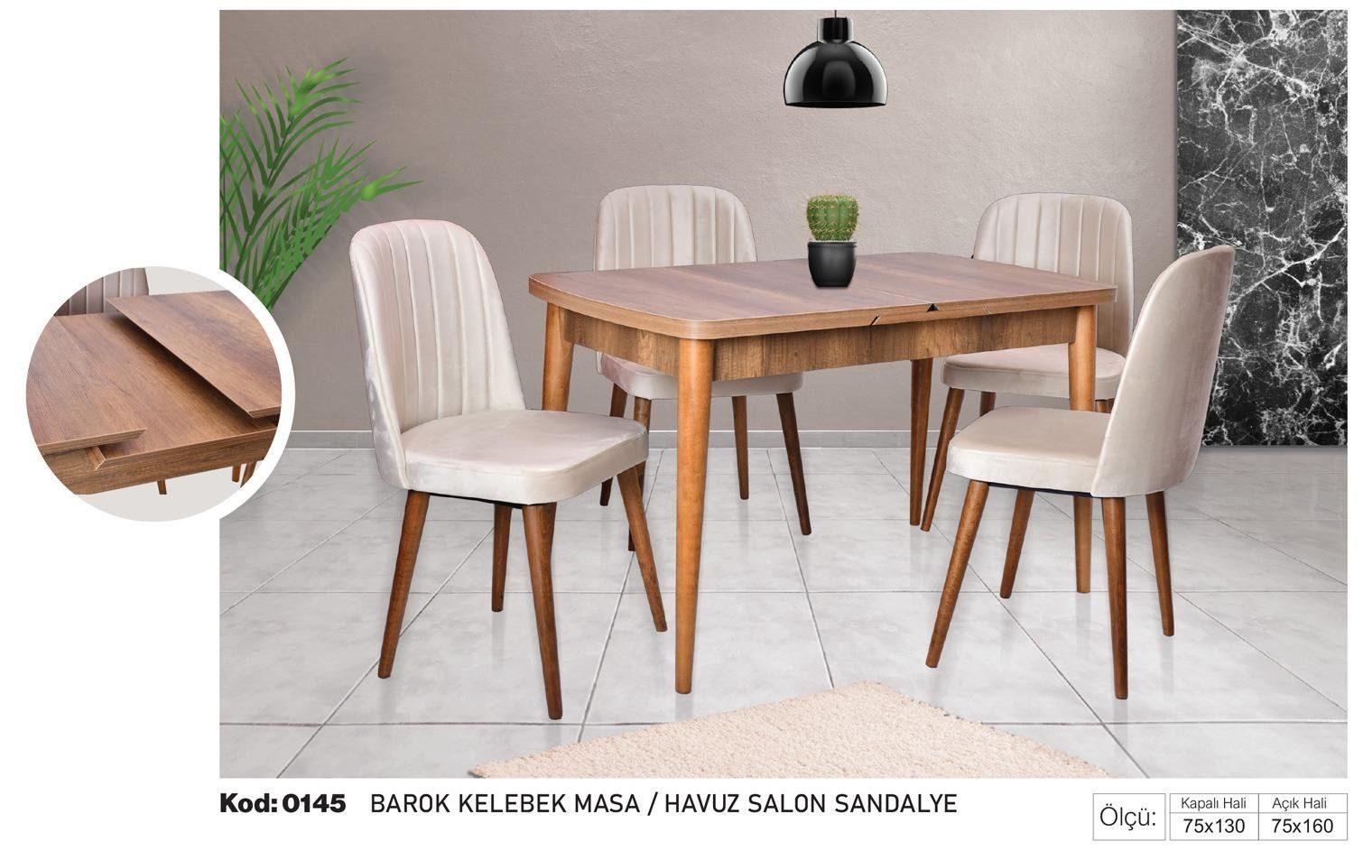 Barok Kelebek Masa Havuz Salon Sandalye