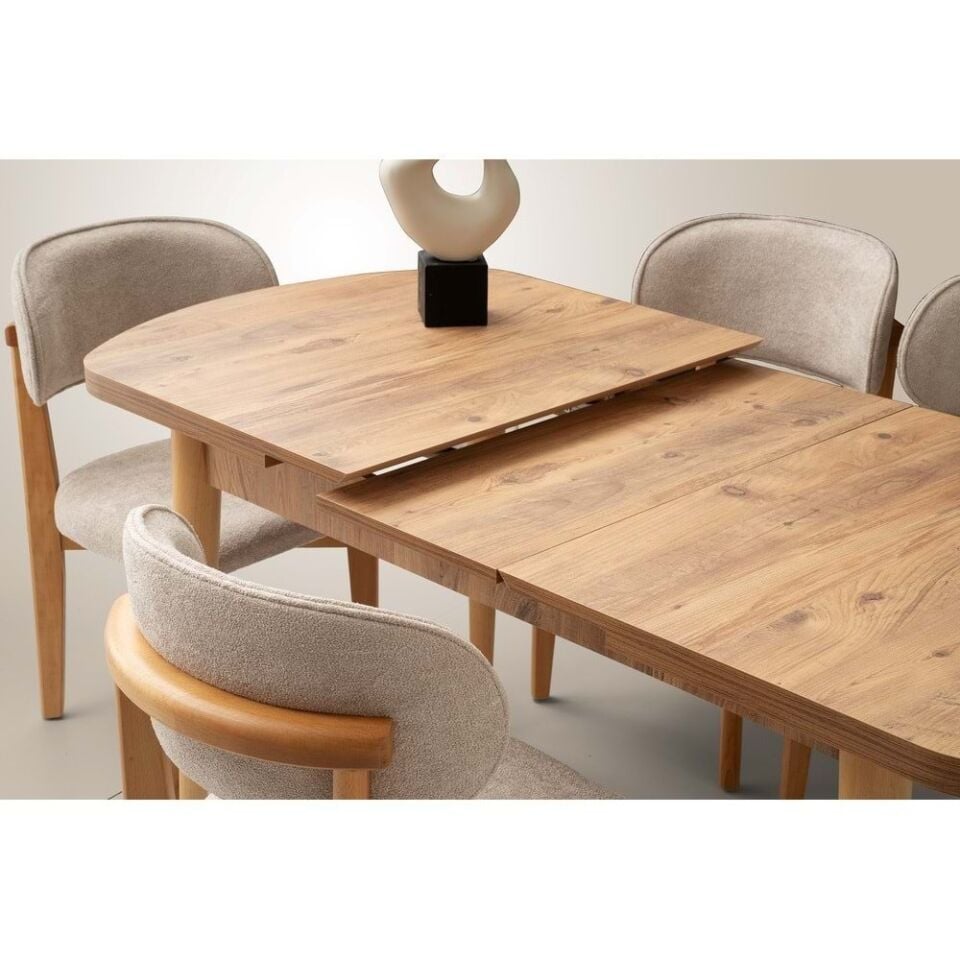 Mobilgen 4 Sandalye Nergis Sandalye 140+35 Kelebek Kaşıklık Açılabilir  Masa Takımı