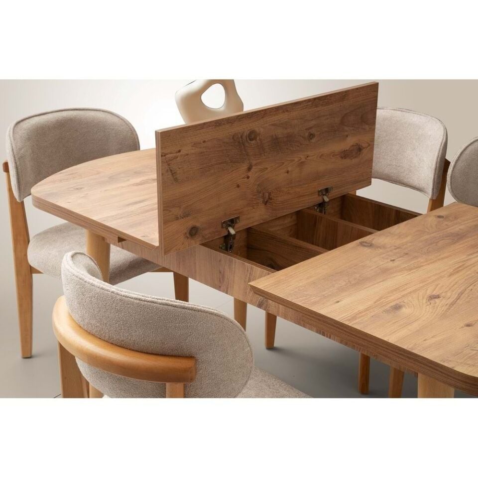 Mobilgen 4 Sandalye Nergis Sandalye 140+35 Kelebek Kaşıklık Açılabilir  Masa Takımı