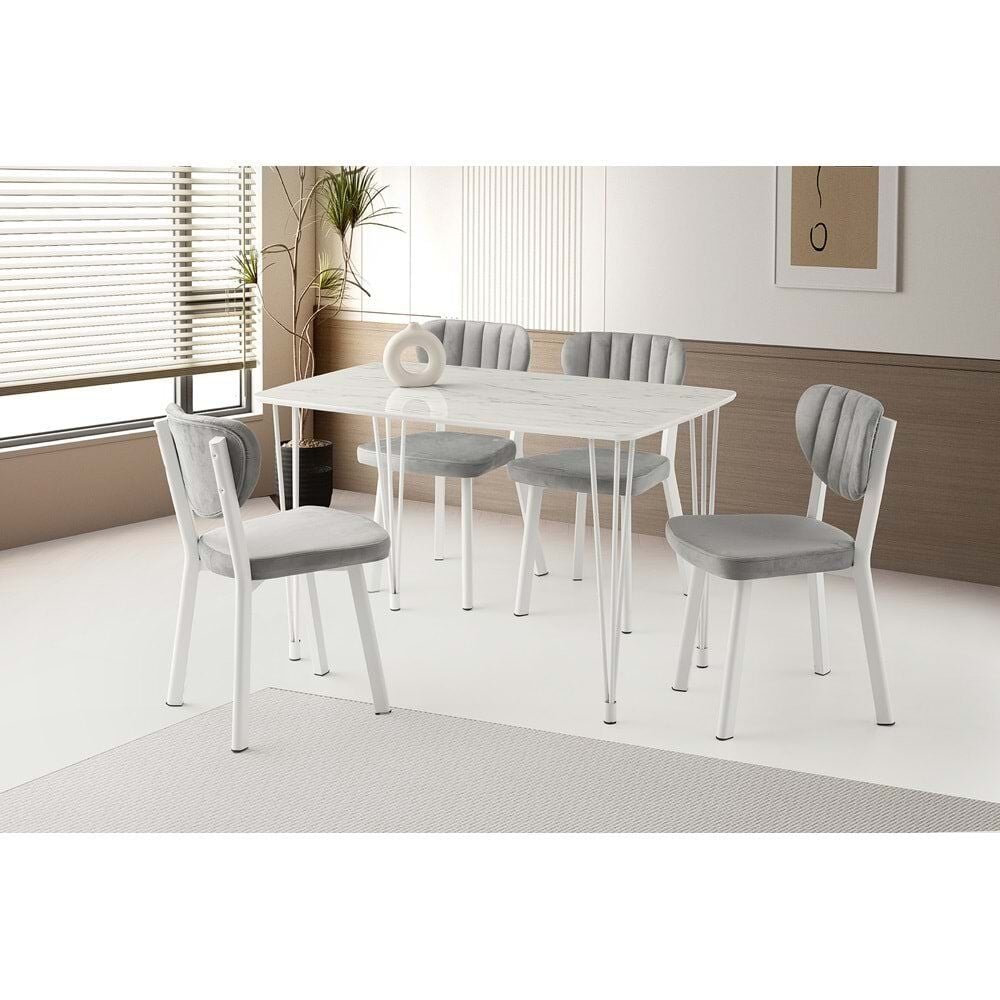 Mobilgen Marmo 4 Adet Esinti Sandalye Loris HG Masa Takımı