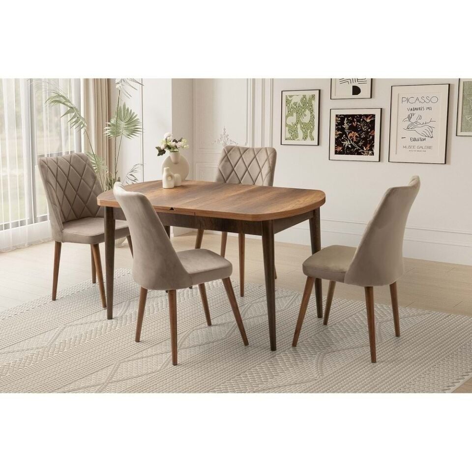 Mobilgen 4 Adet Nova Sandalye 140+35 Kelebek Kaşıklık Açılabilir Masa Takımı