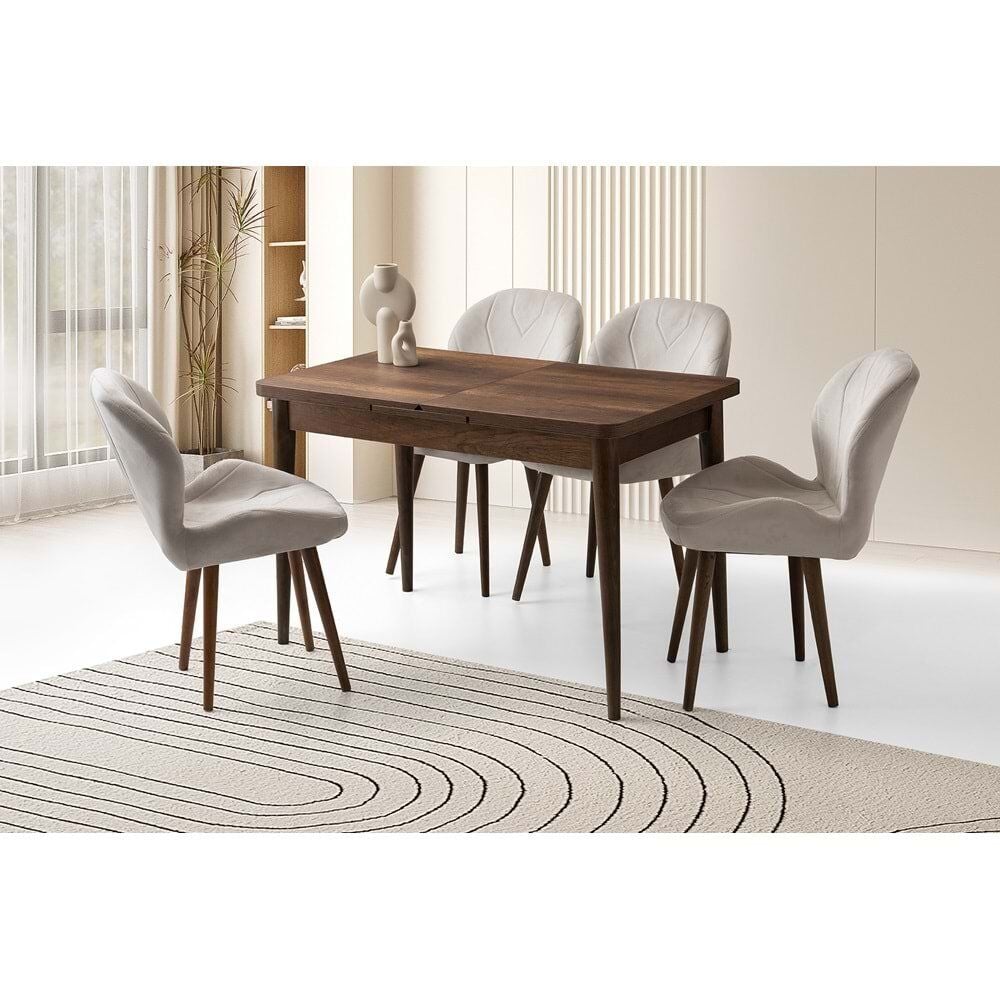 Mobilgen 4 Adet Porto Sandalye 120+30 Kelebek Milano Açılabilir Masa Takımı