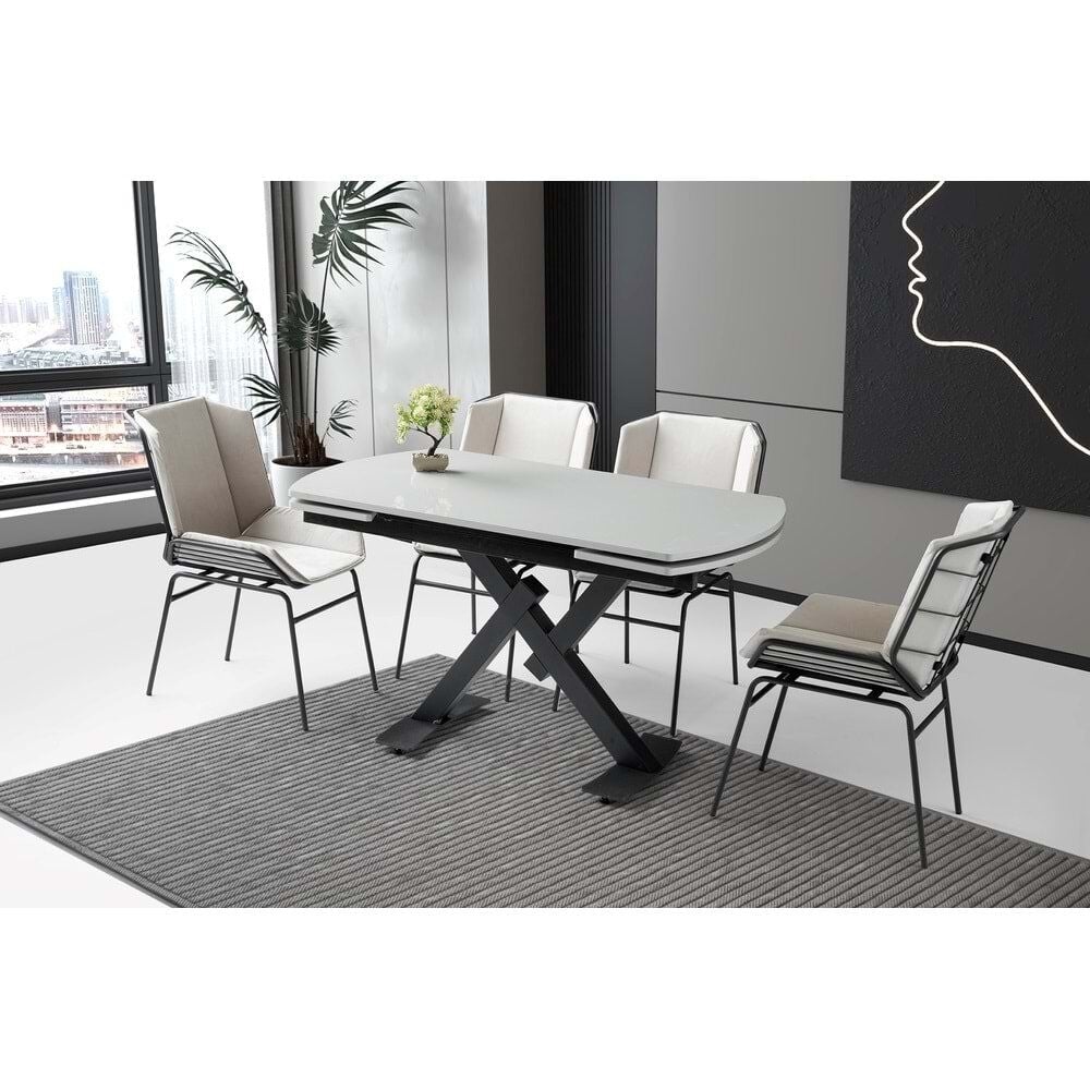 Mobilgen 4 Adet Yonca Sandalye 130+52 Still  HG Açılabilir Masa Takımı