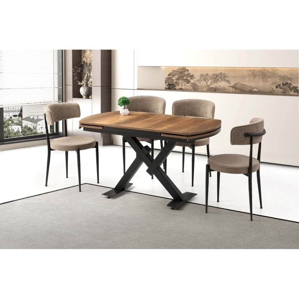 Mobilgen 4 Adet Gözde Sandalye 130+52 Still HG Açılabilir Masa Takımı