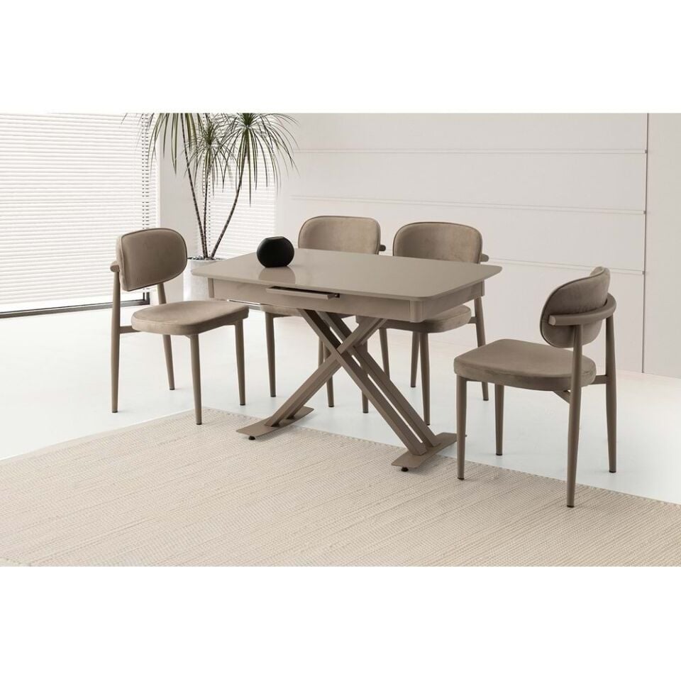 Mobilgen 4 Adet Siesta Sandalye 120+30 Milano HG Açılabilir Masa Takımı