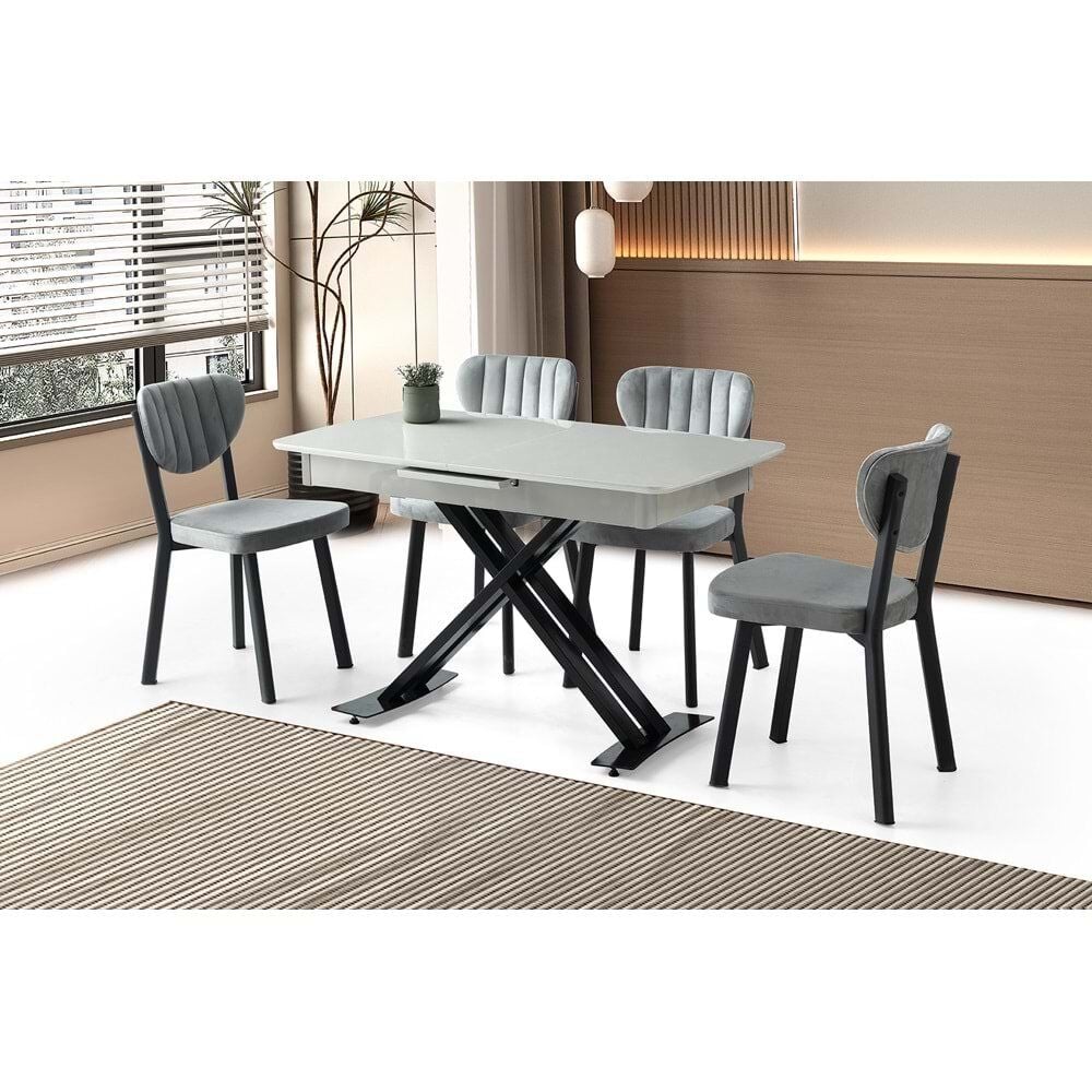 Açık Gri Esinti Sandalye 120+30 Milano HG Açılabilir Masa Takımı