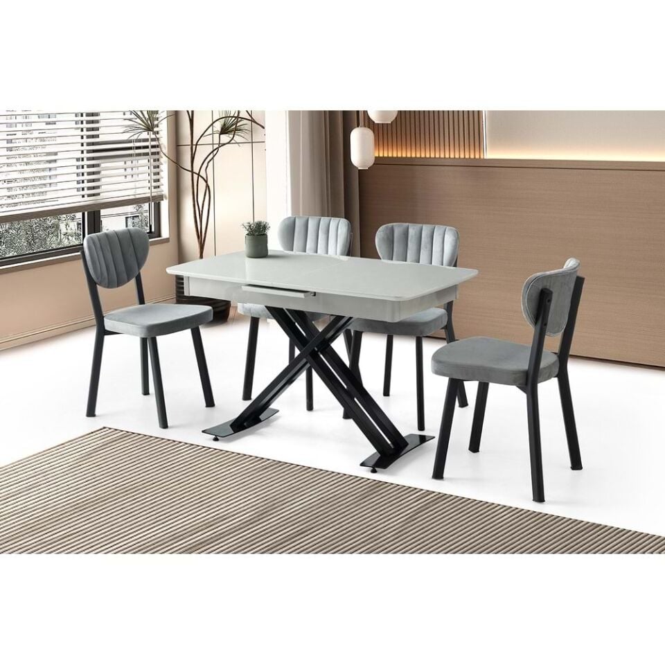 Açık Gri Esinti Sandalye 120+30 Milano HG Açılabilir Masa Takımı