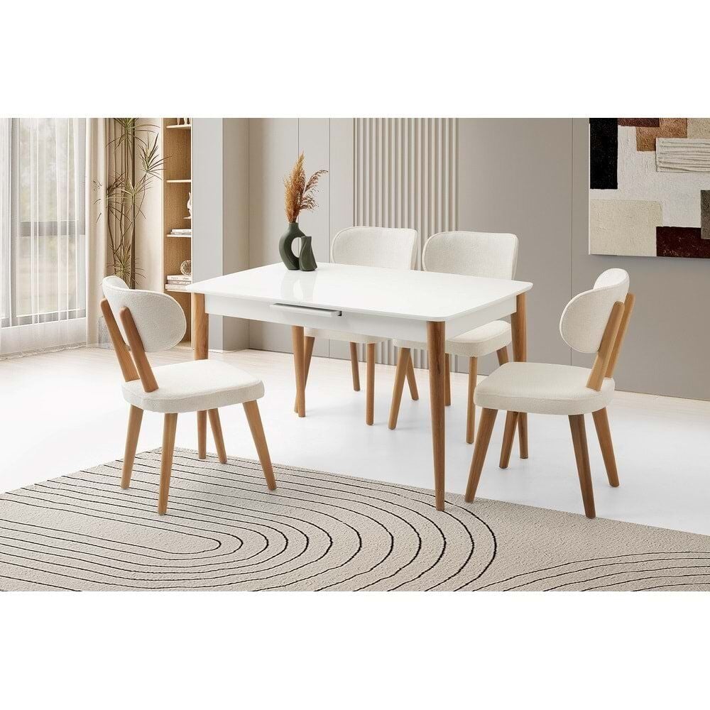 Mobilgen 4 Adet Masal Sandalye 130+30 Milano HG Açılabilir Masa Takımı