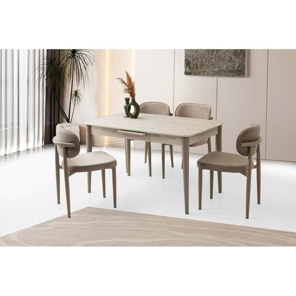 Mobilgen 4 Adet Siesta Sandalye 130+30 Milano Açılabilir Masa Takımı