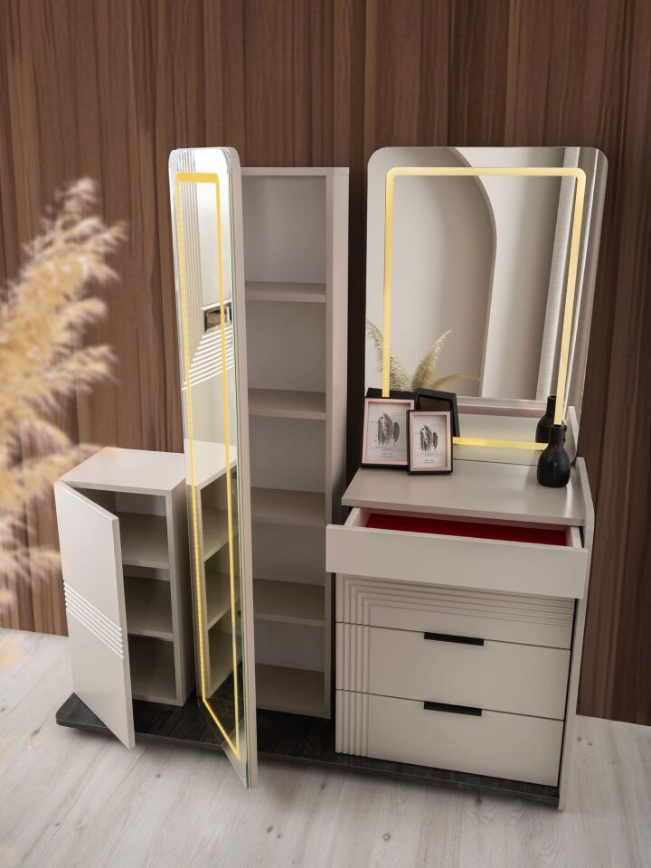 Şehzade KumBeji 1 Kapılı 4 Çekmeceli Aynalı Emir Şifonyer