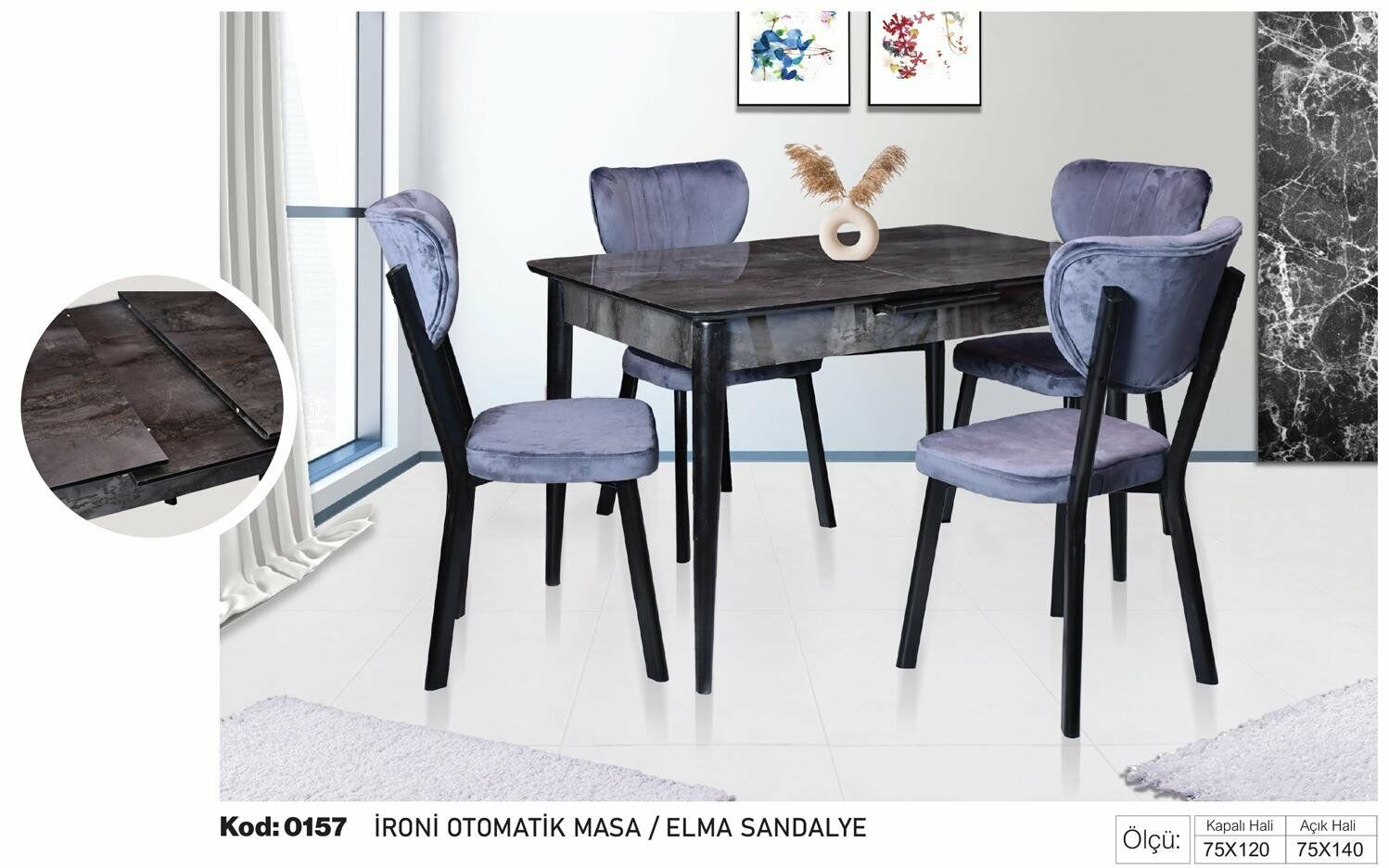 İroni Otomatik Masa Elma Sandalye