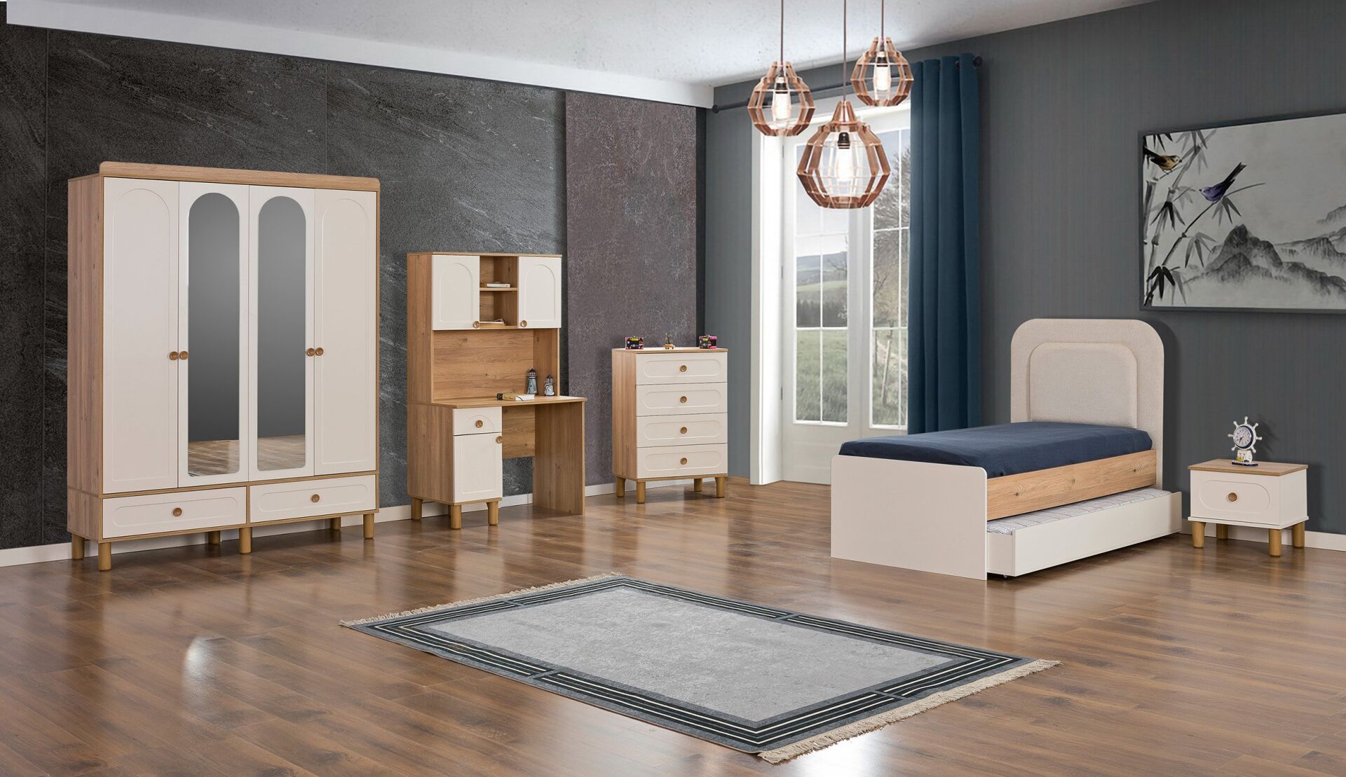 Dardason Bohem 4 Kapılı Yavrulu Karyola Genç Odası Takımı